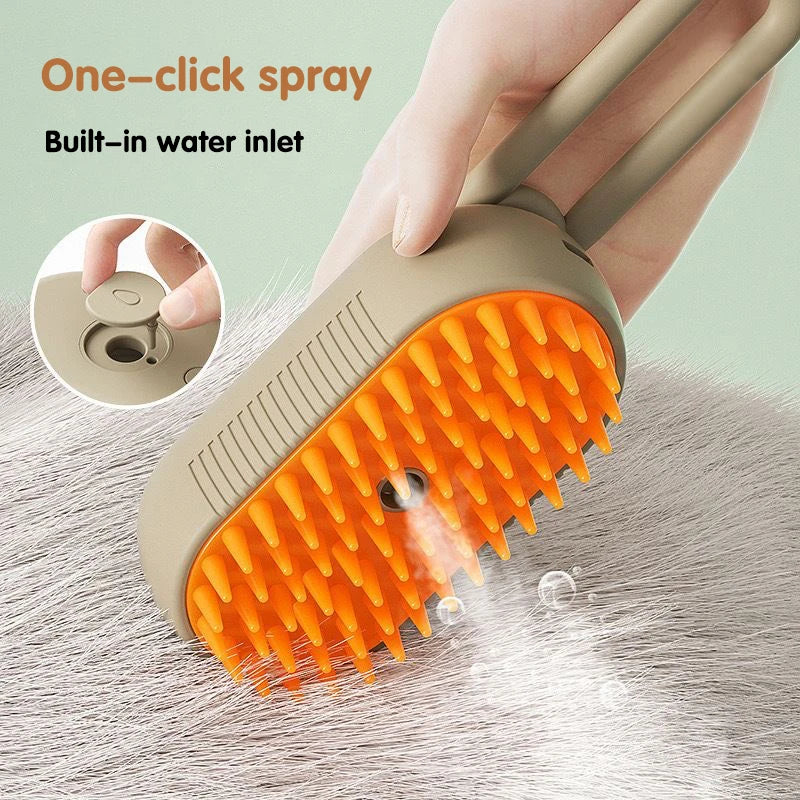 3 in 1 Pet Electric Steam Brush Cat and Dog Cleaning Spray Massage Grooming Comb Retractable Handle Pet Hair Removal Beautybrush