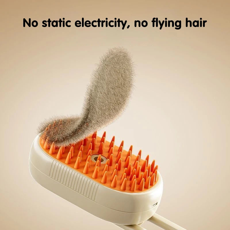 3 in 1 Pet Electric Steam Brush Cat and Dog Cleaning Spray Massage Grooming Comb Retractable Handle Pet Hair Removal Beautybrush