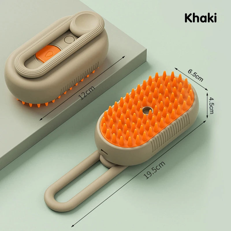 3 in 1 Pet Electric Steam Brush Cat and Dog Cleaning Spray Massage Grooming Comb Retractable Handle Pet Hair Removal Beautybrush